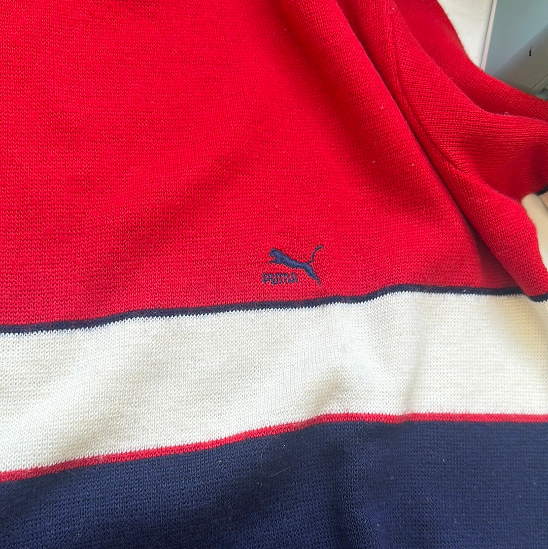 vintage puma colour block knit jumper