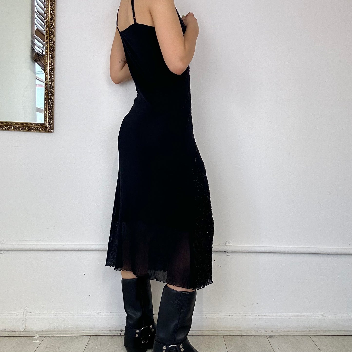 2000's black midi dress