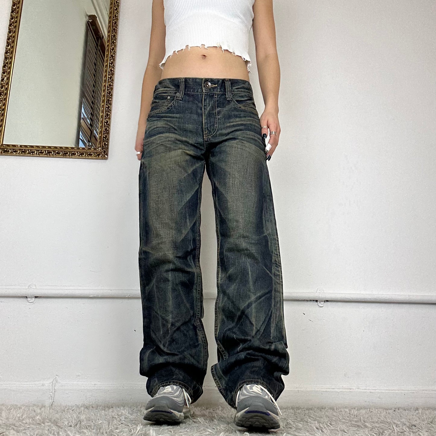 00s baggy dark wash jeans