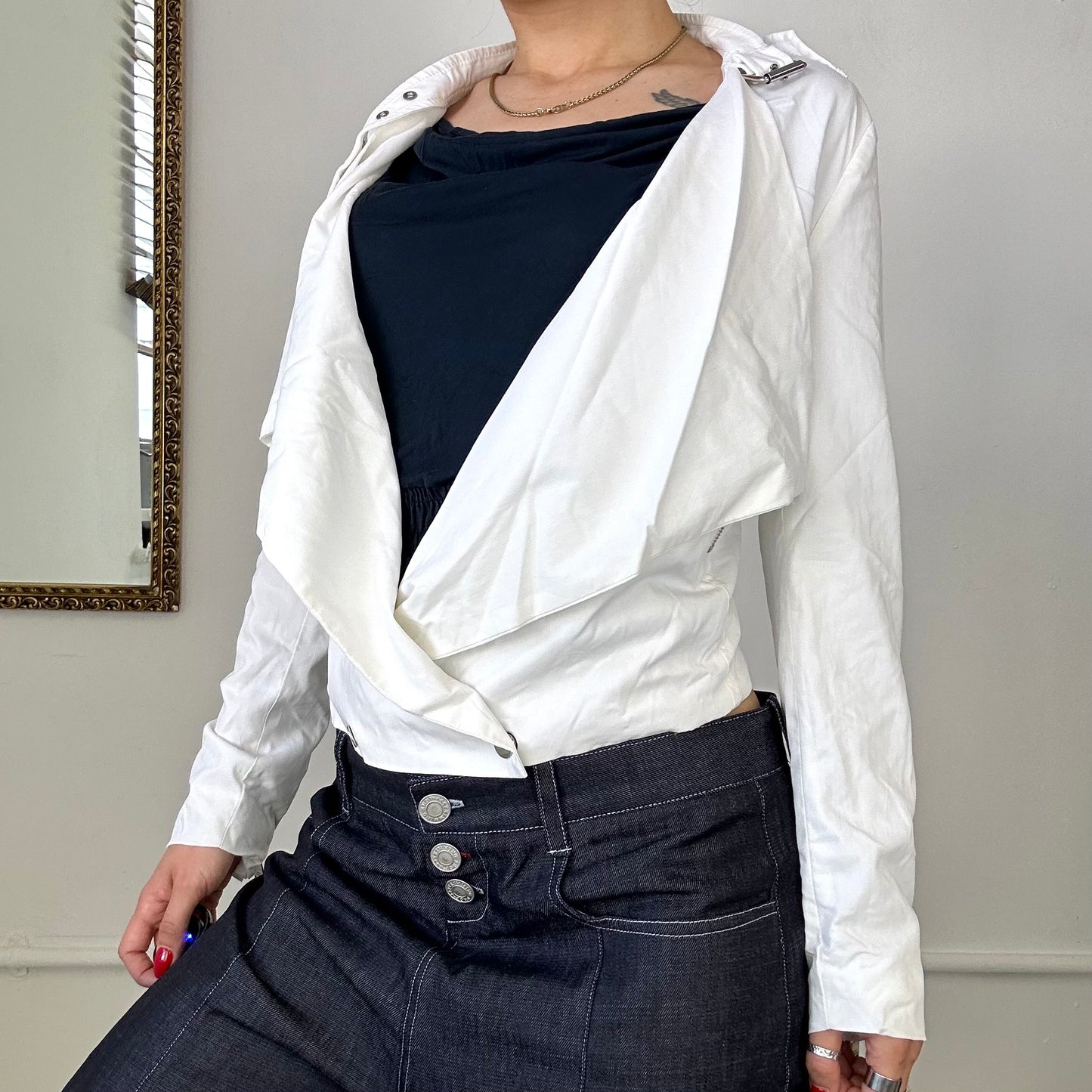 cop copine white asymmetric jacket