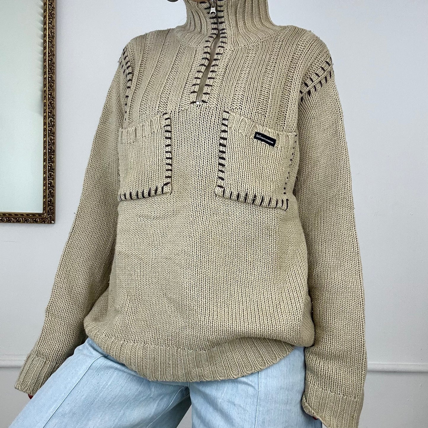 vintage dolce & gabbana knitted quarter zip jumper