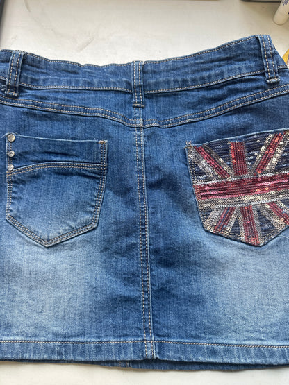 00's blue denim mini skirt