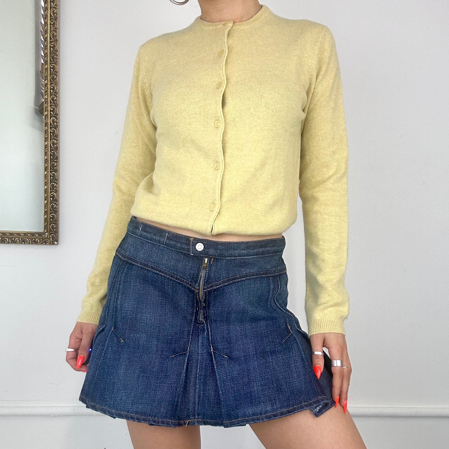 vintage yellow cashmere cardigan