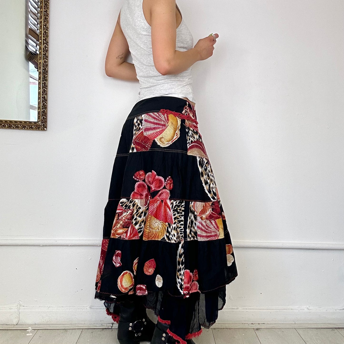 fuego layered midi skirt