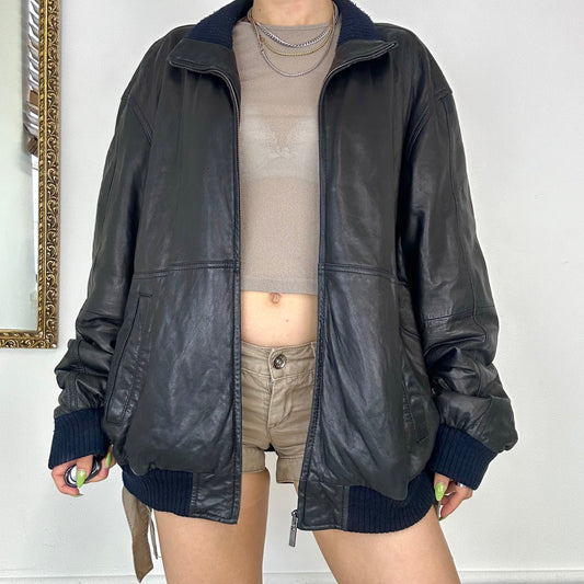 vintage leather bomber jacket