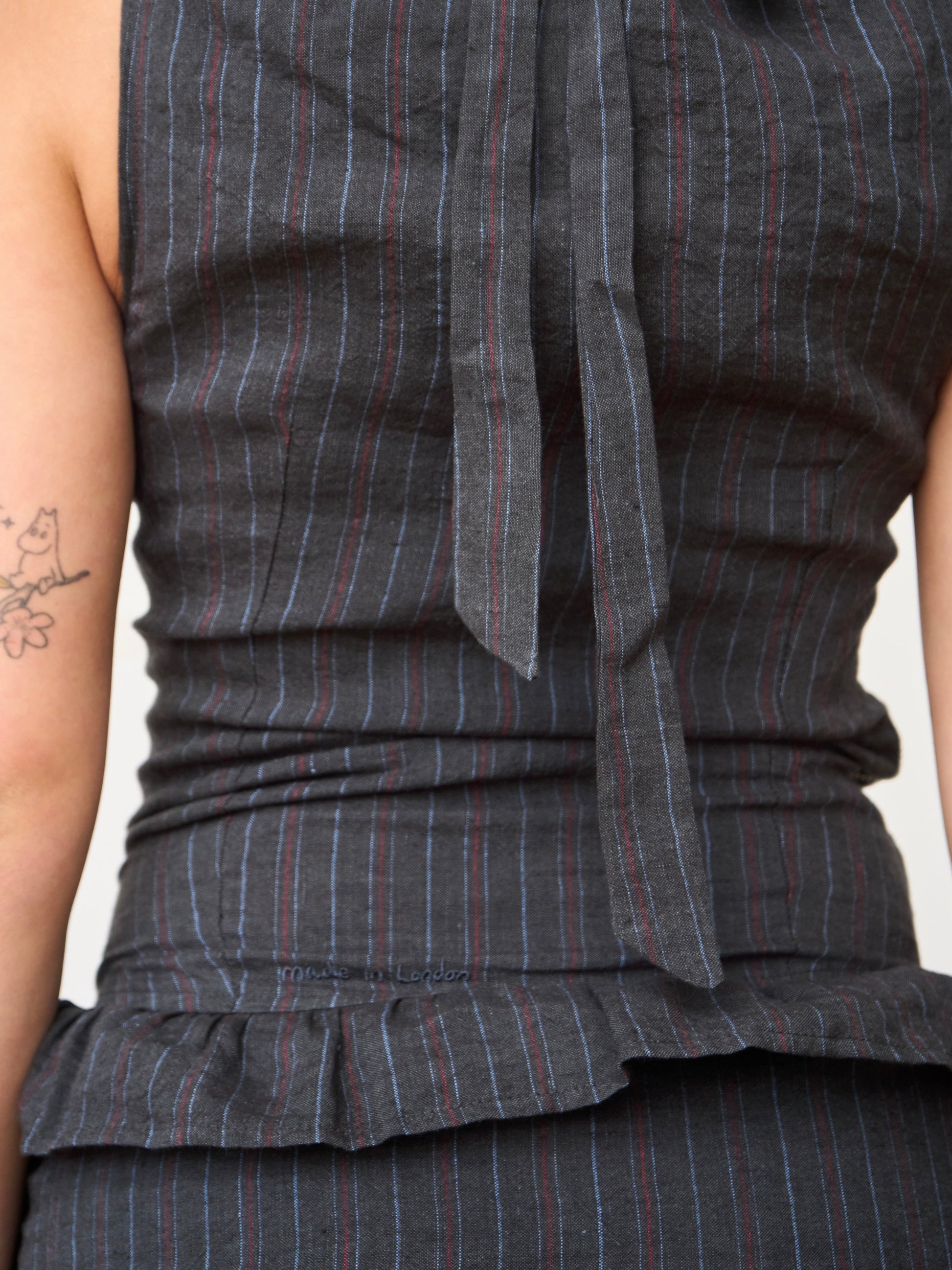 alex top - pinstripe linen