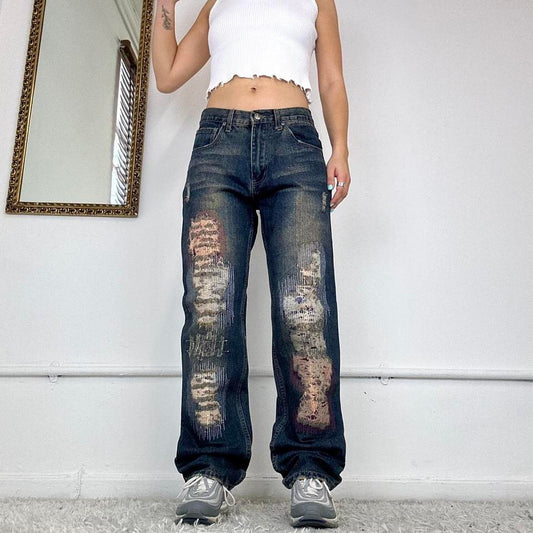 vintage wide leg distressed jeans