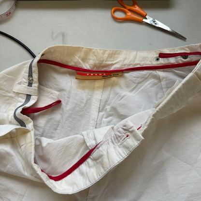 vintage prada capri white cargo trousers