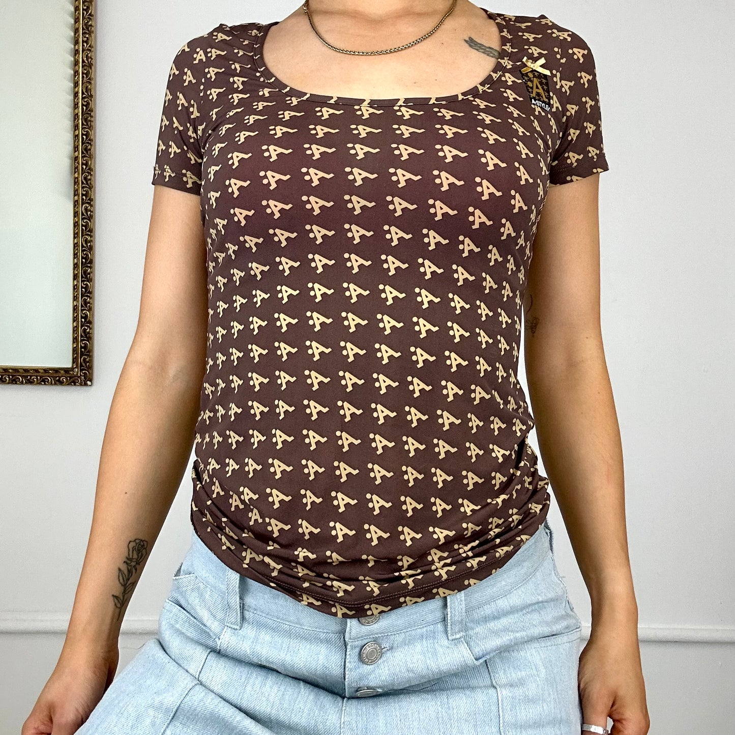 2000’s brown monogram slinky top