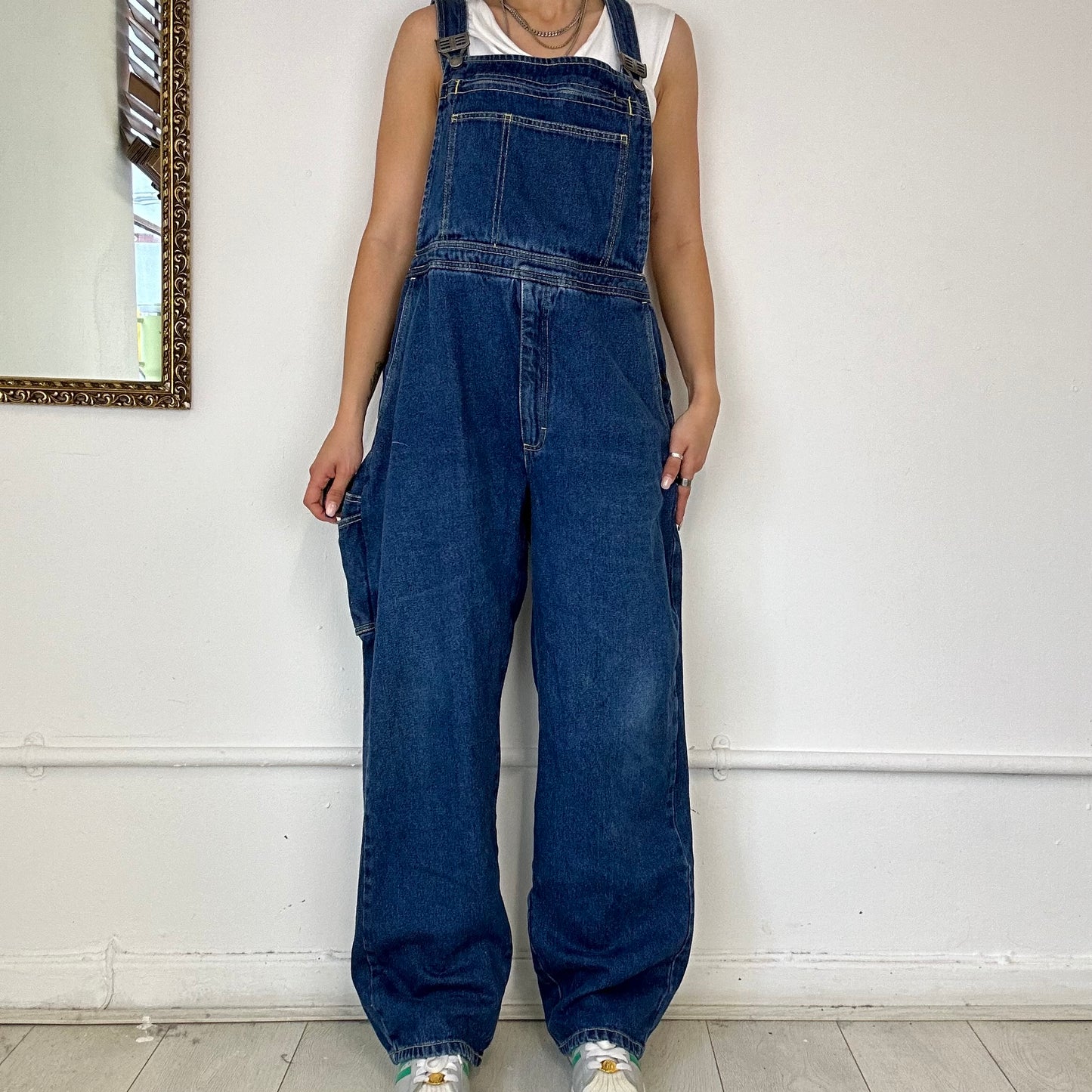 vintage baggy dark wash denim dungarees