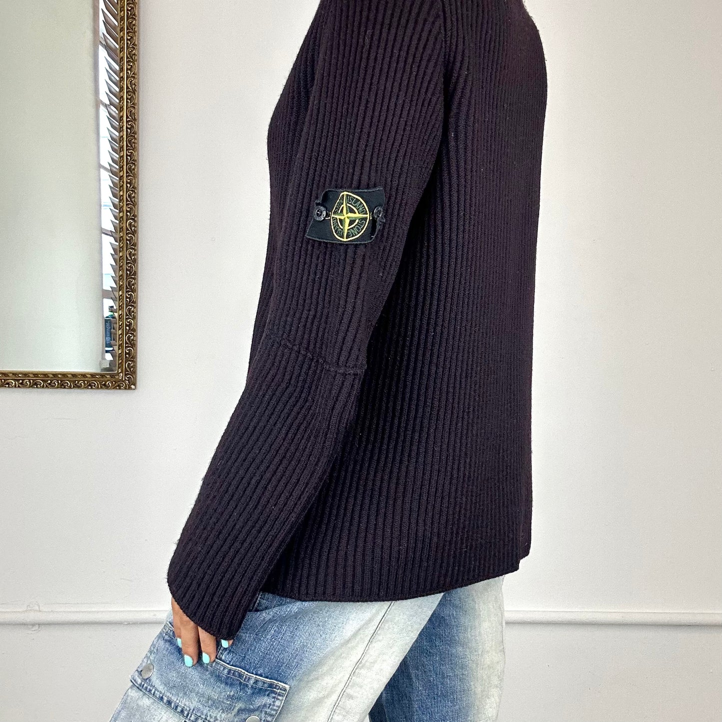 vintage stone island heavy knit jumper