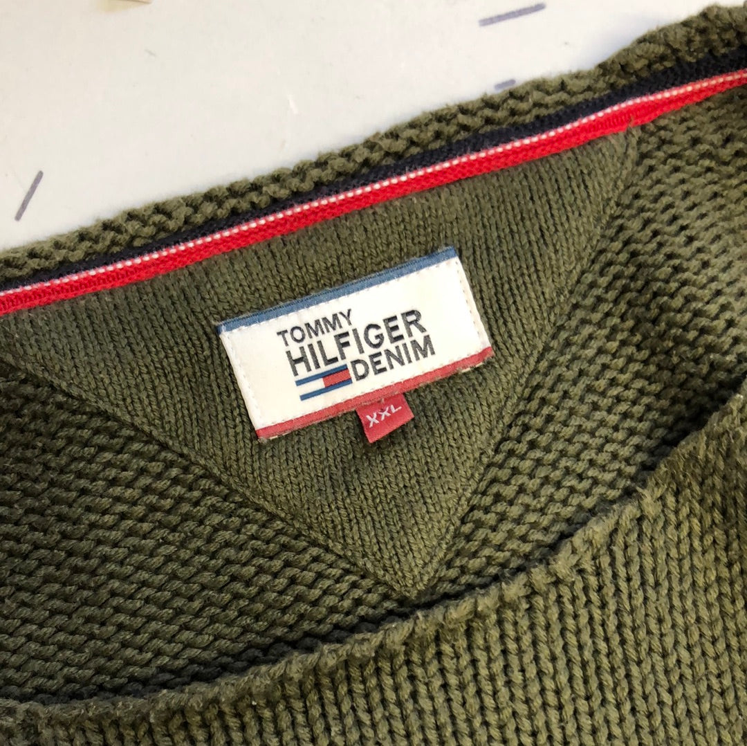 baggy khaki knit jumper by tommy hilfiger