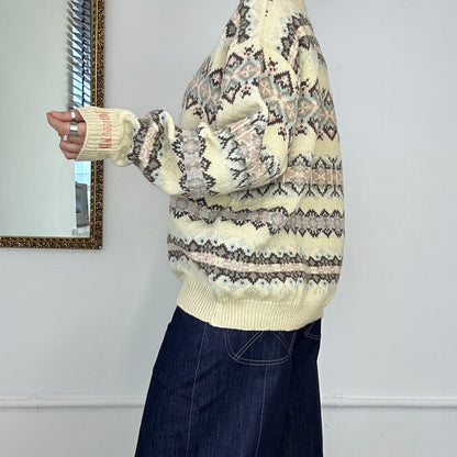 vintage wool patterned knitted jumper