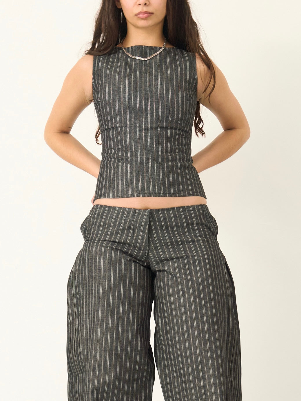 charlie top - striped denim