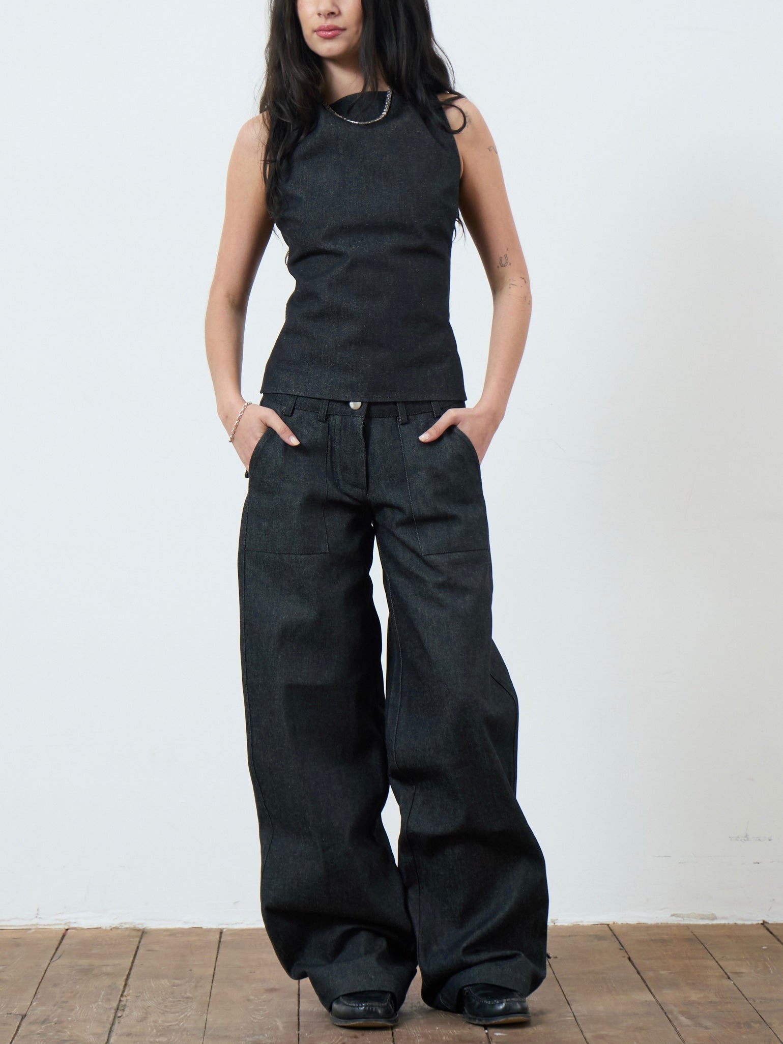 slouch jean - dark grey denim