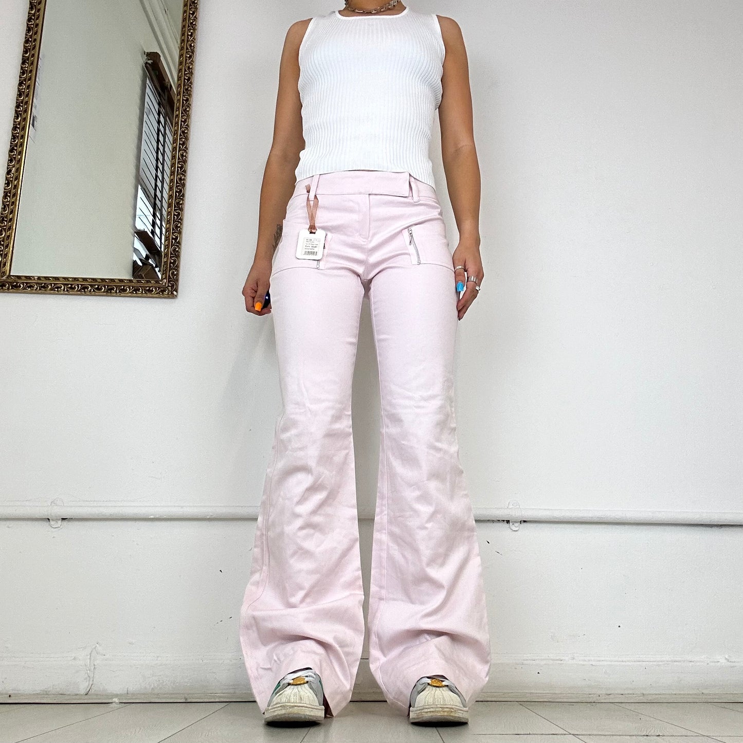 2000's pink flared trousers