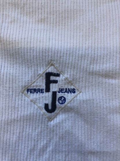 vintage ferre oversized white ribbed t-shirt