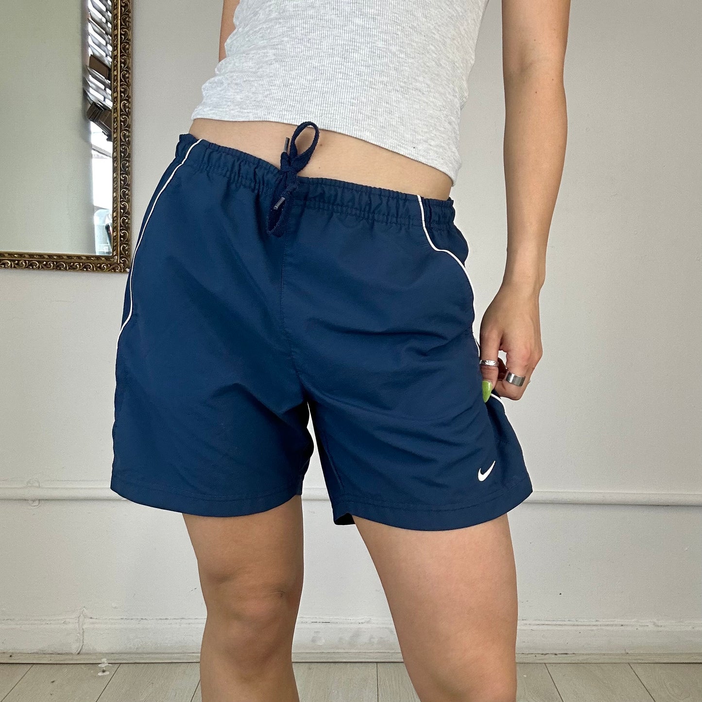 vintage navy nike track shorts