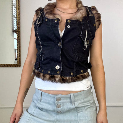 vintage real fur trim waistcoat