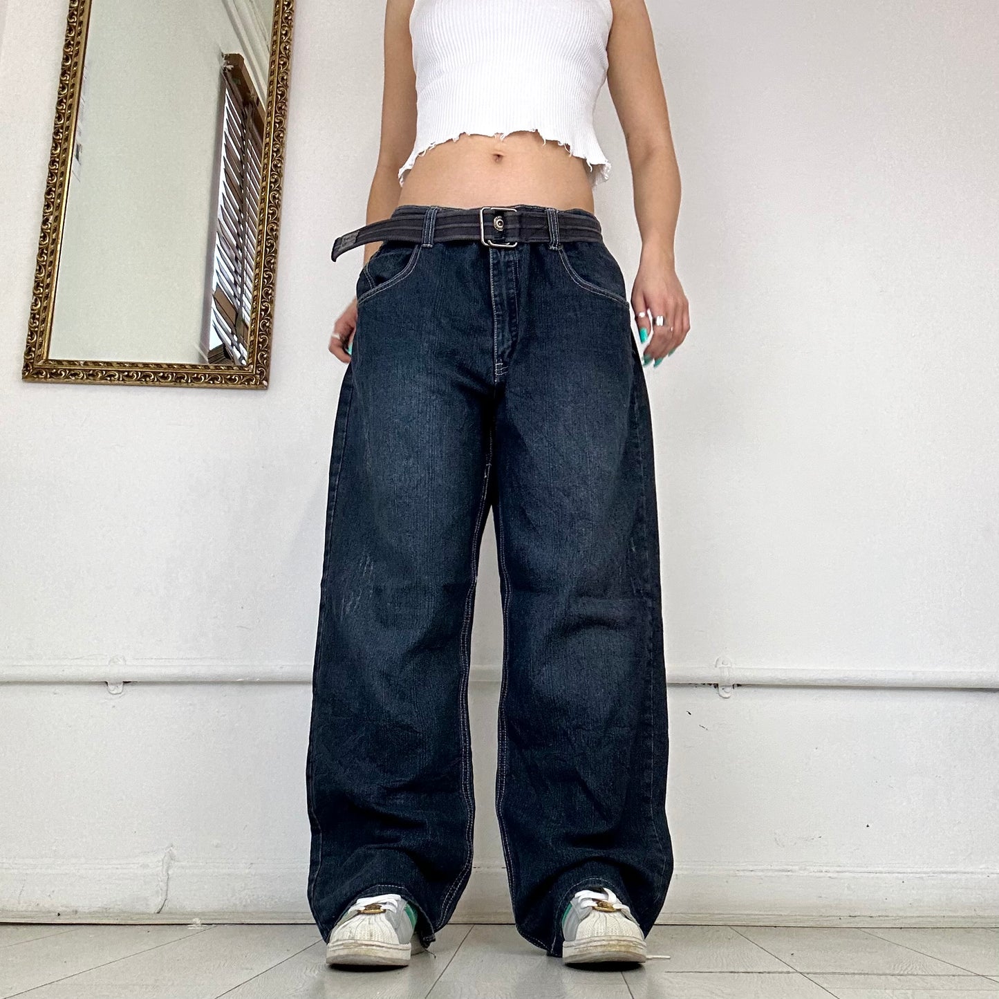 dark wash baggy jeans