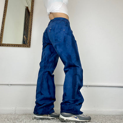 wide leg two tone blue levis jeans