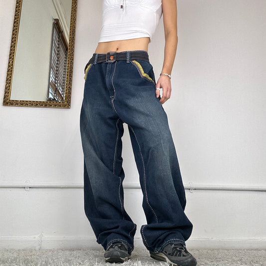 00s baggy skate jeans with embroidered detailing