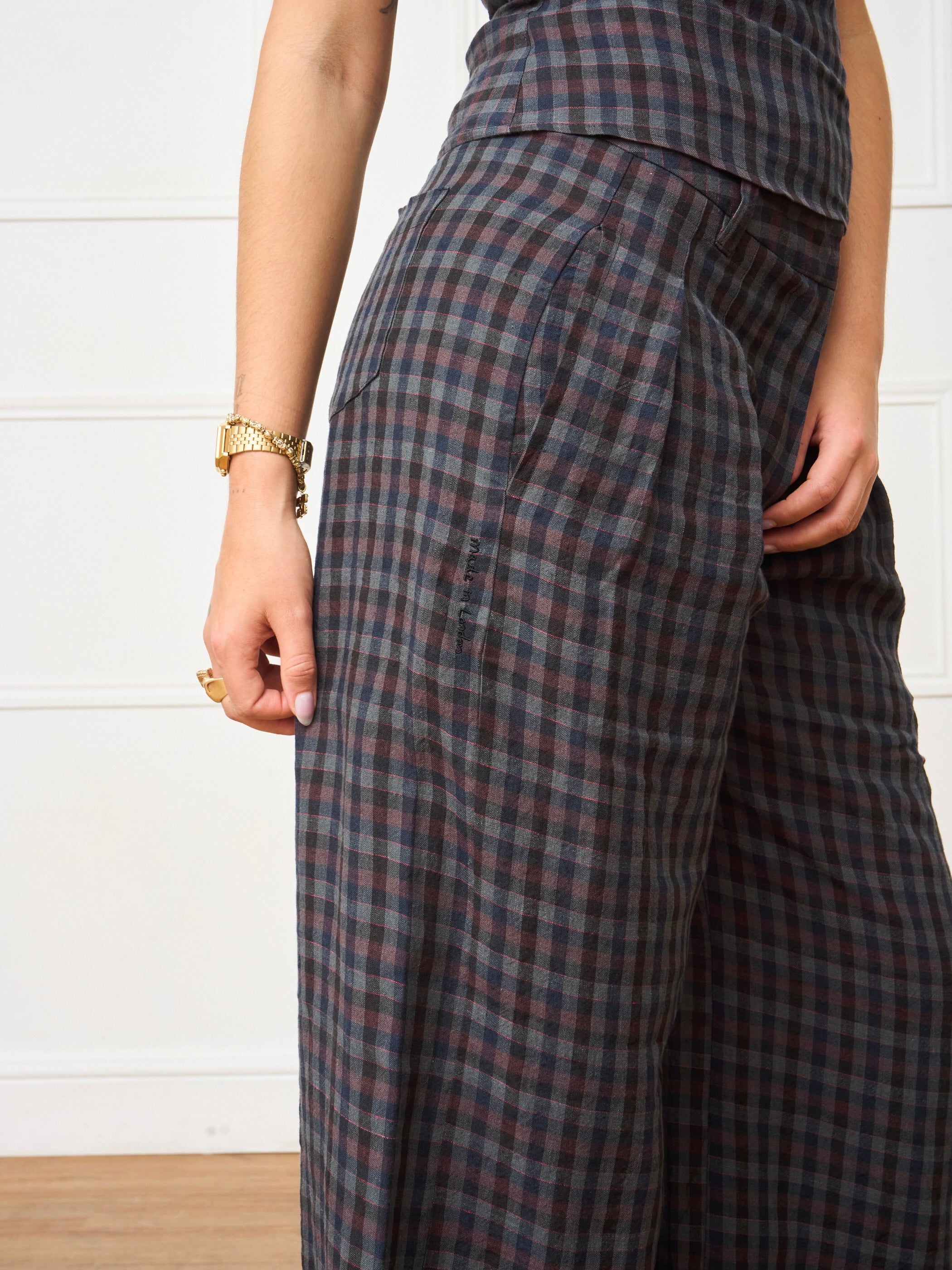 parker trouser - gingham linen