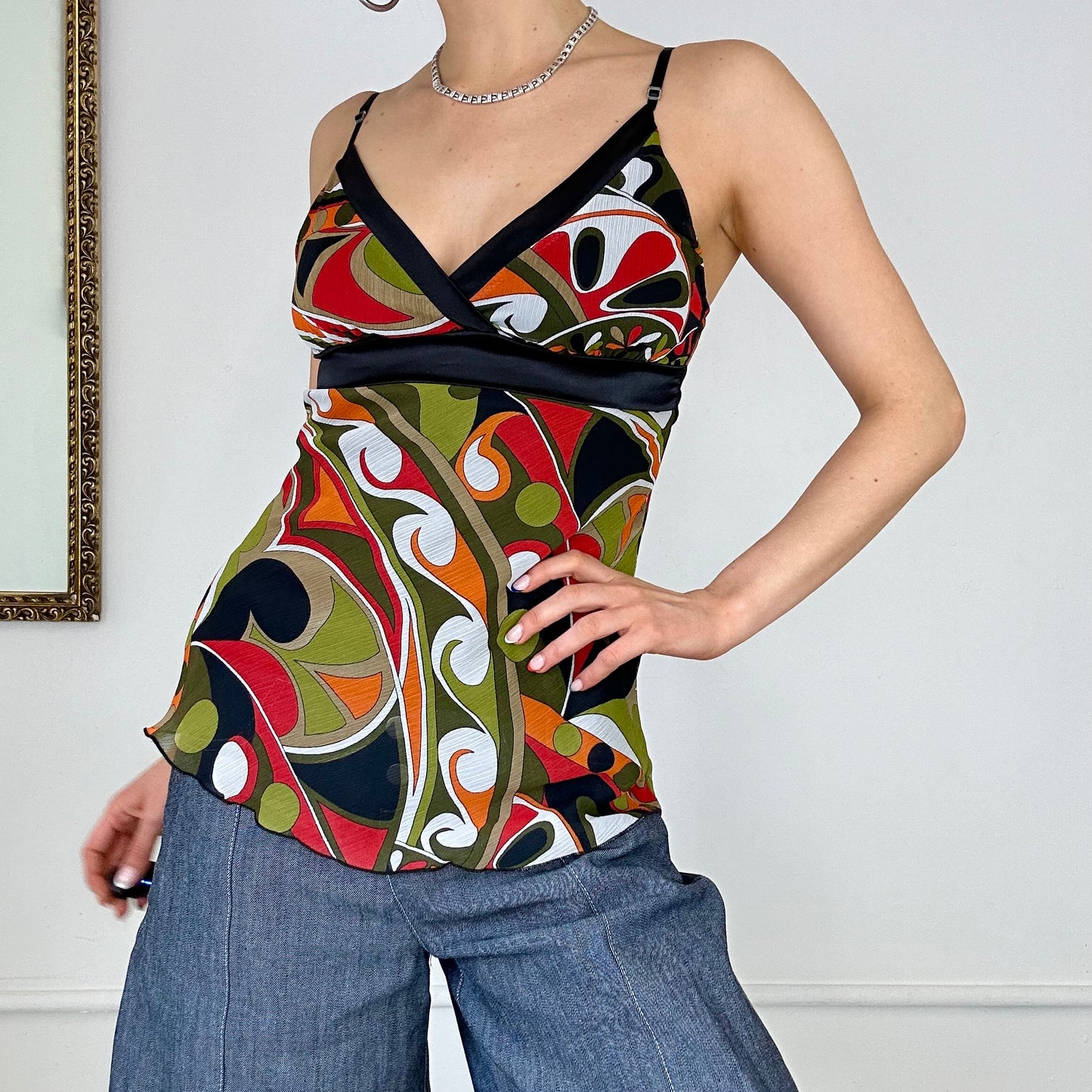 colourful 60's patterned tank top