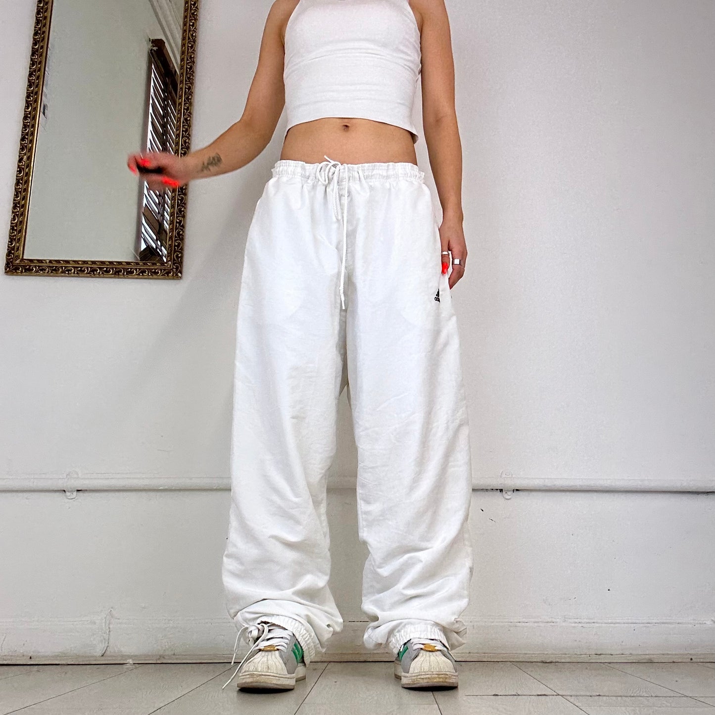 adidas baggy white tracksuit trousers