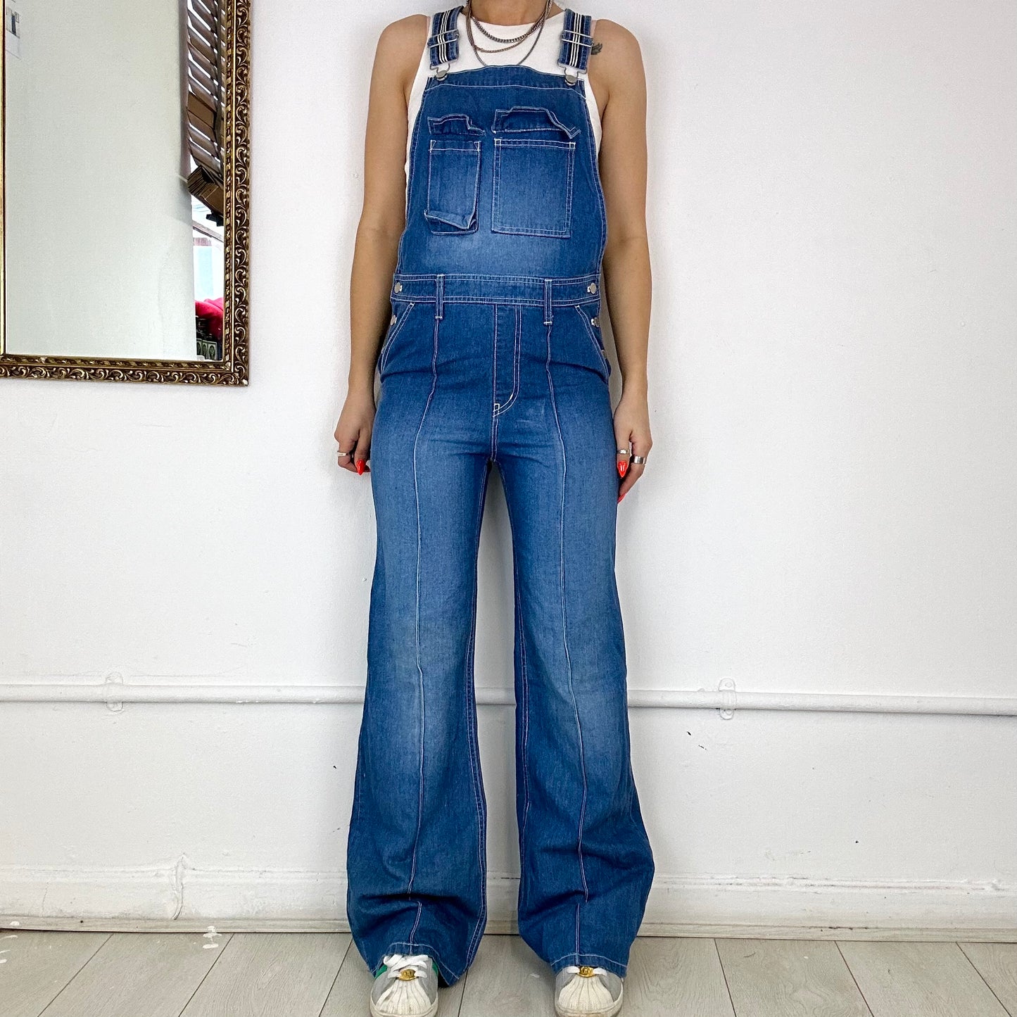 2000's flared denim dungarees