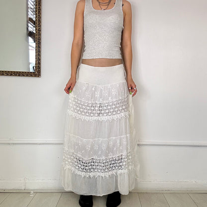 white broderie tiered skirt