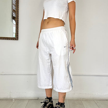 baggy white nike track shorts