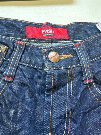 dark wash evisu denim shorts