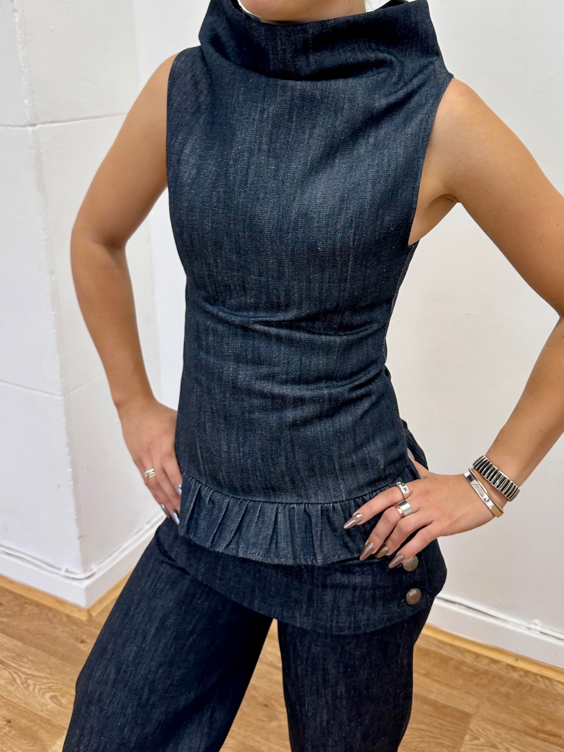 SAMPLE alex top - navy denim