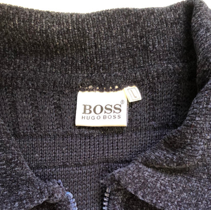 Boss navy knit quarter zip jumper