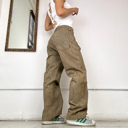 khaki baggy denim jeans