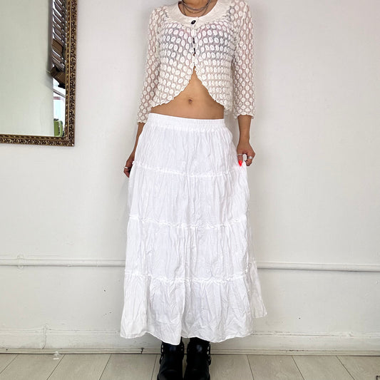 vintage white tiered maxi skirt