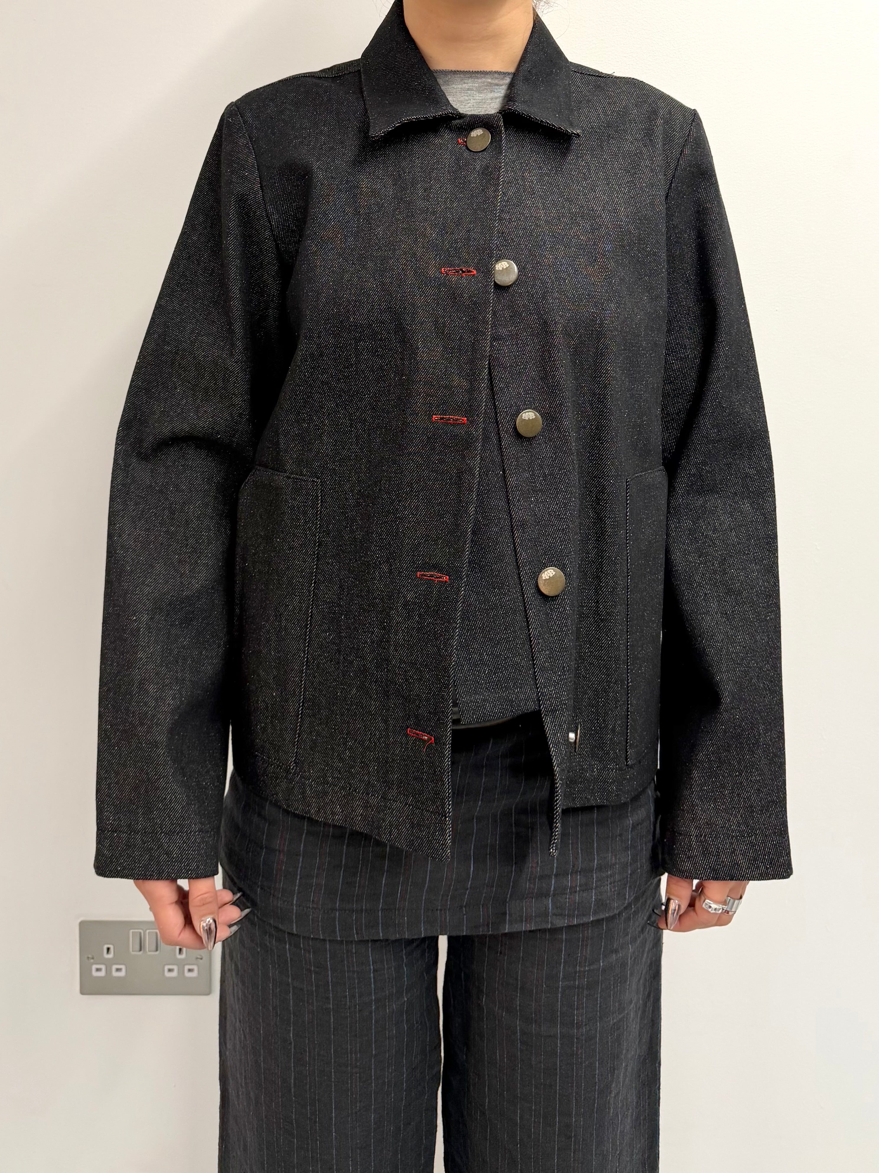 SAMPLE dark grey denim button up jacket