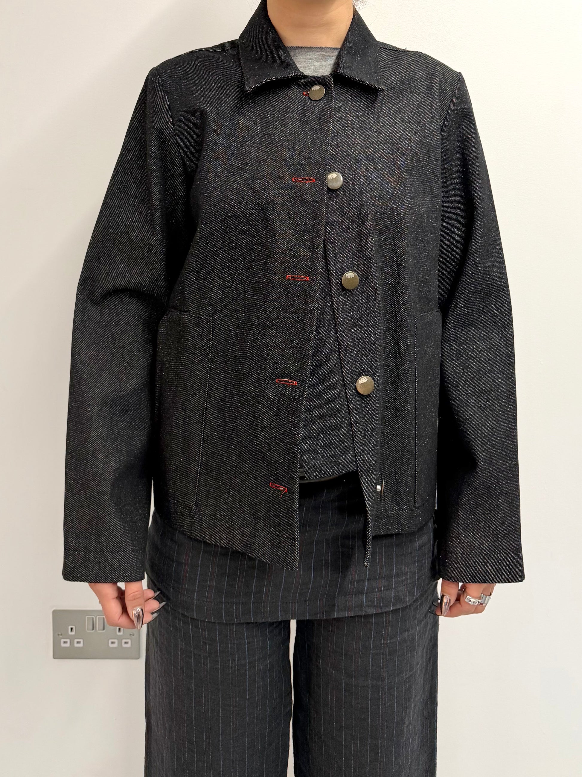 SAMPLE dark grey denim button up jacket