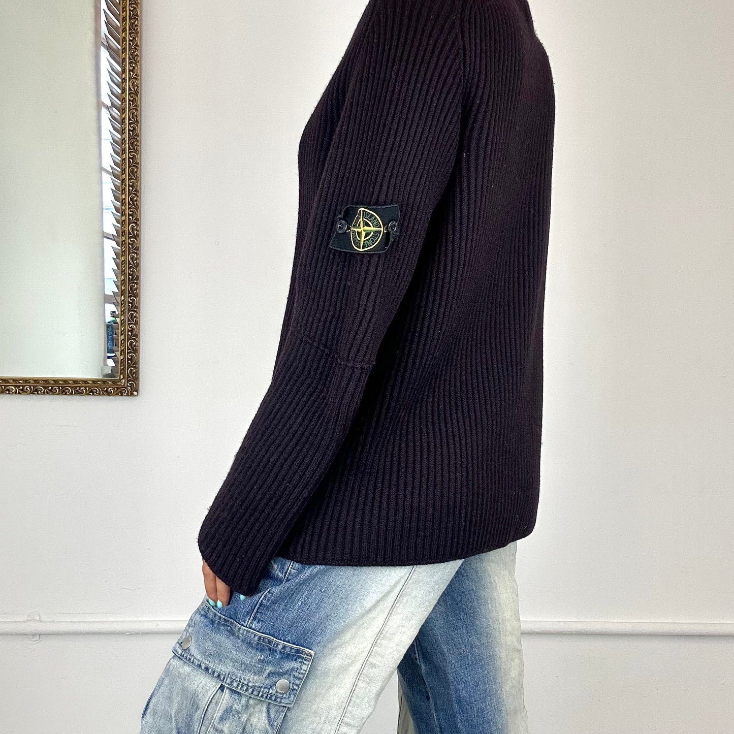 vintage stone island heavy knit jumper