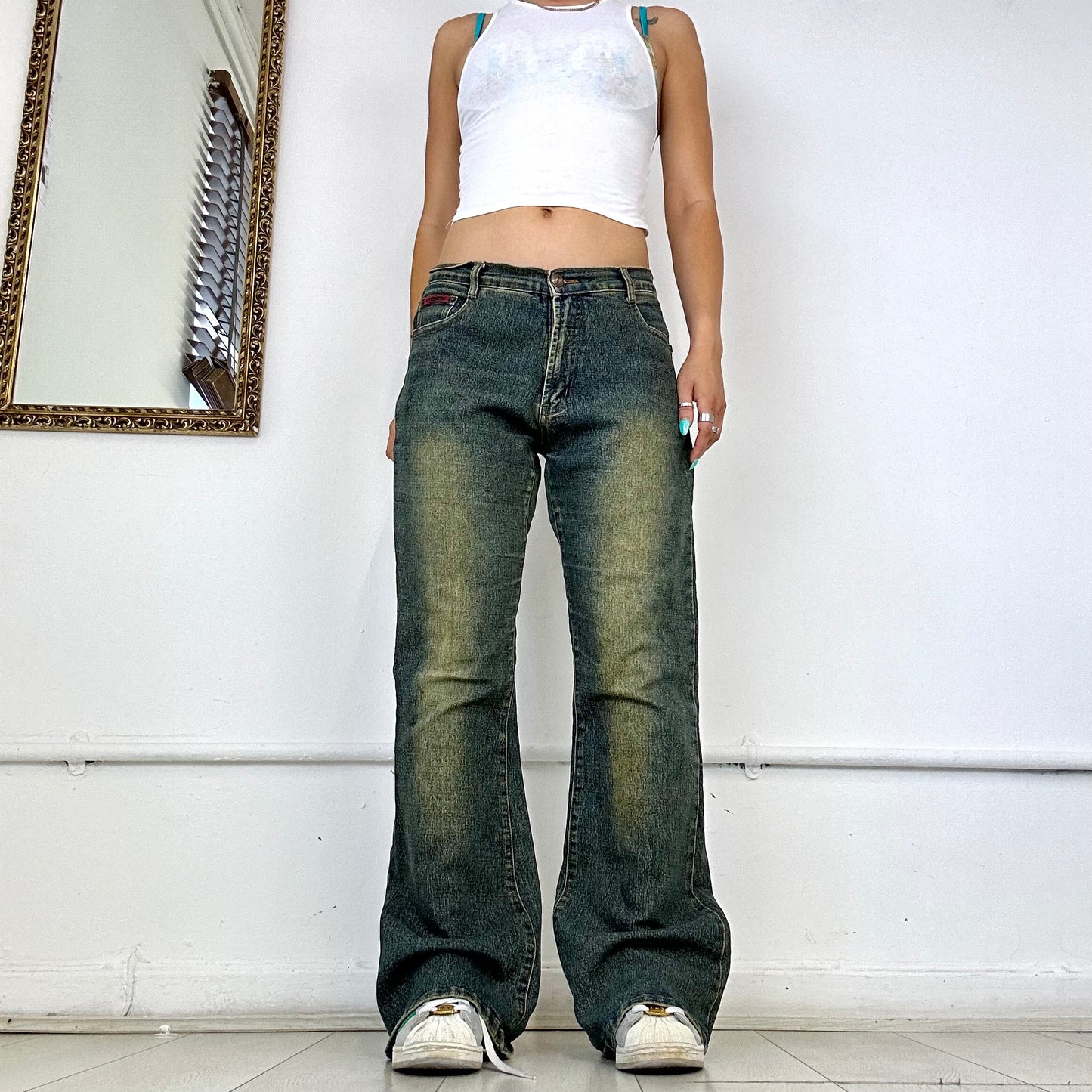 2000's two toned flared jeans