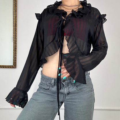 90’s black sheer blouse