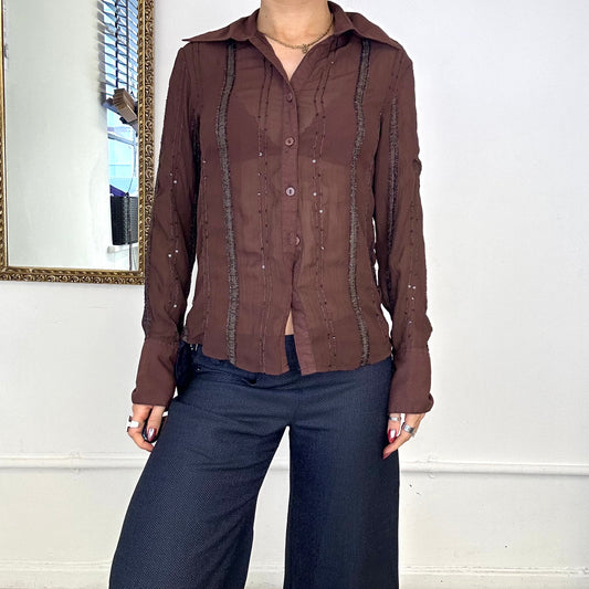 vintage brown mesh blouse