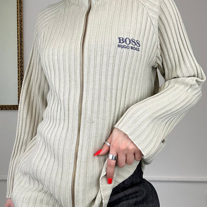 vintage boss zip up knitted jumper