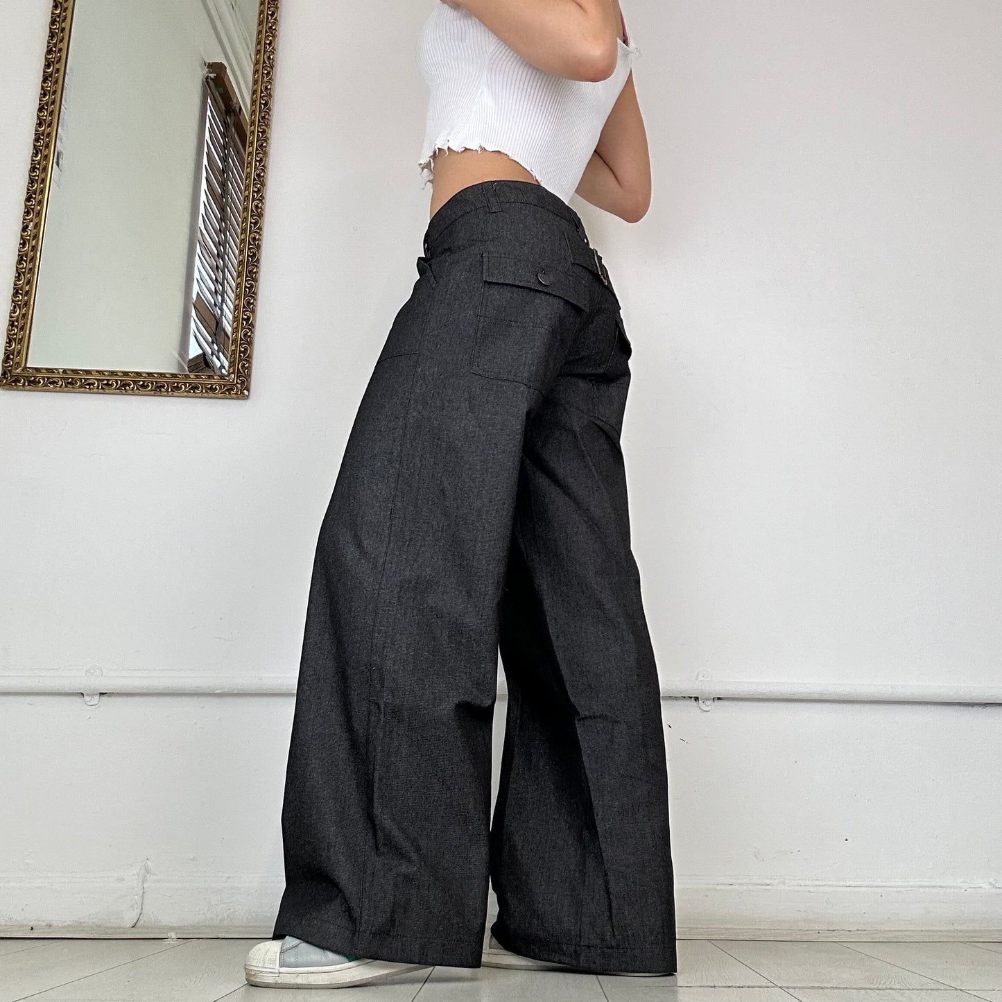 the slouch in lightweight charcoal denim - sample