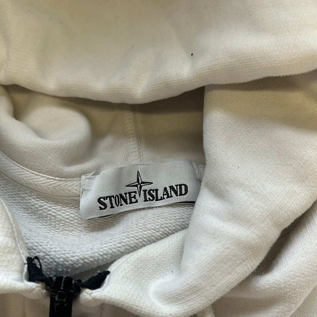 stone island white zip up hoodie