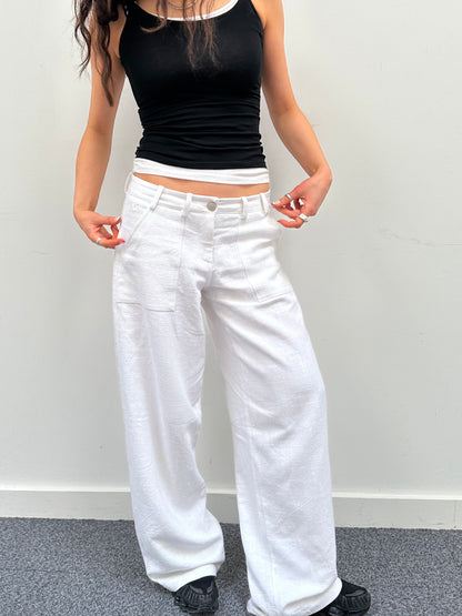 the slouch in white linen - size medium - sample