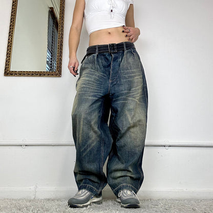 2000's baggy two tone jeans