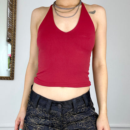 00’s red halter neck top