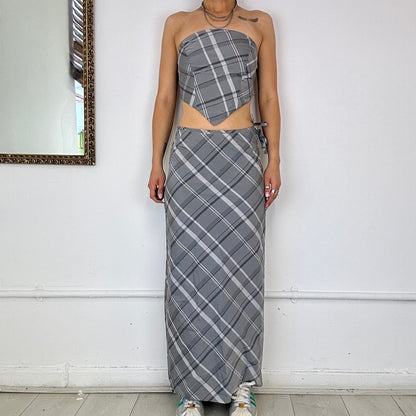 90s co-ord grey checkered set